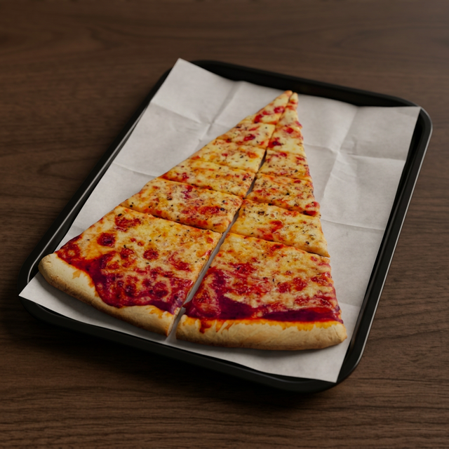 Giant Cheese Slice & Soda.